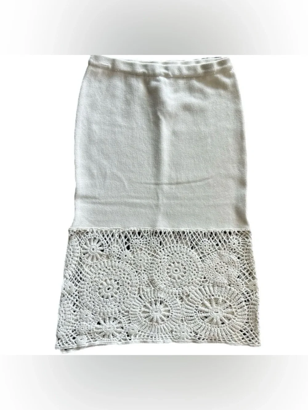 House Of Harlow Crochet Knit 2 Piece Set Ivory Boho Resort Skirt Set NWT - Picture 5 of 12